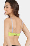 Zivame Beautiful Basics Glitter Straps Padded Non Wired 3/4th Coverage Lace Bra - Wild Lime — thumbnail 2